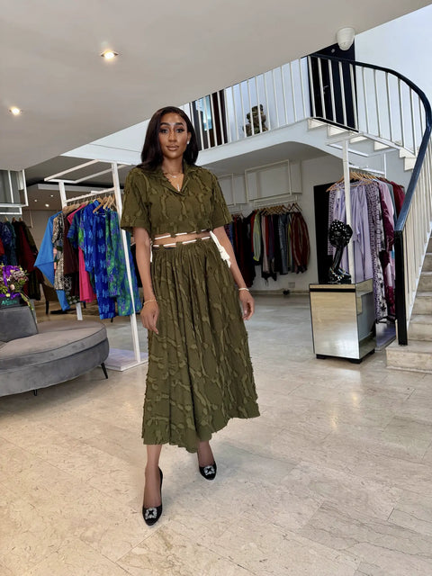 Textured Fabric skirt set