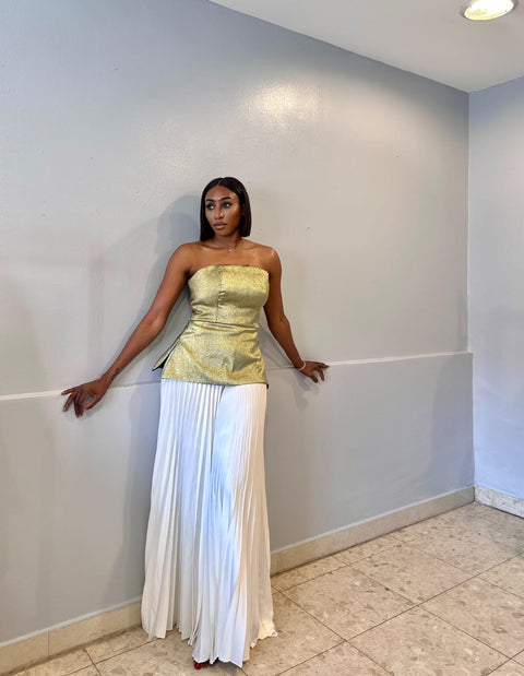 Amber plisse silk pant