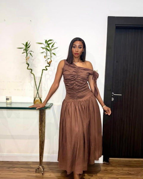 Ruched dress Brown