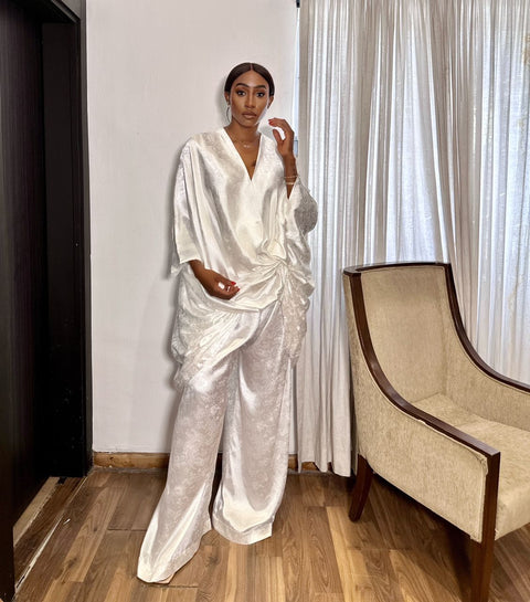 Silver ixora set chiffon
