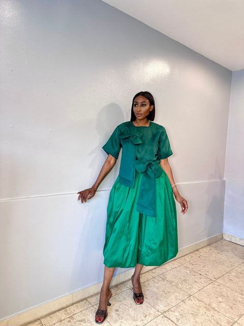 Alisha bow embellished top Green