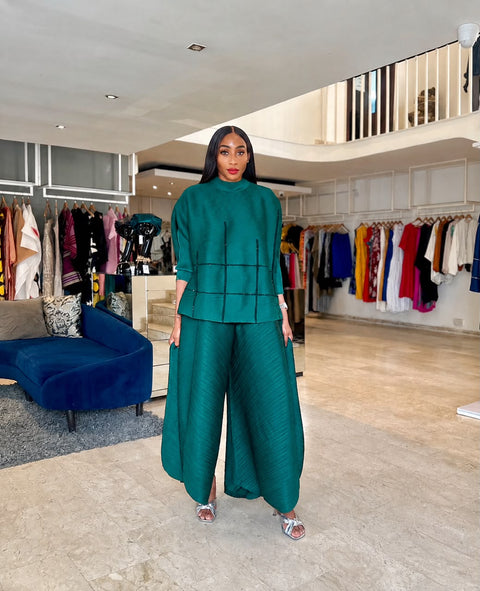 Plisse pant set